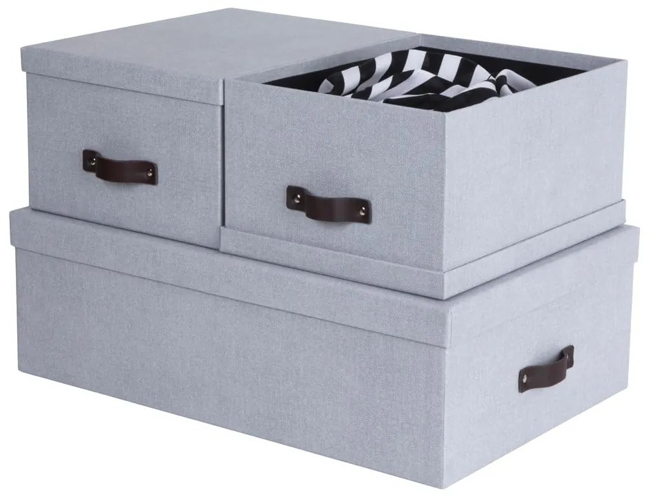 Világosszürke fedeles karton tárolódoboz szett 3 db-os 31x47x15 cm Inge – Bigso Box of Sweden