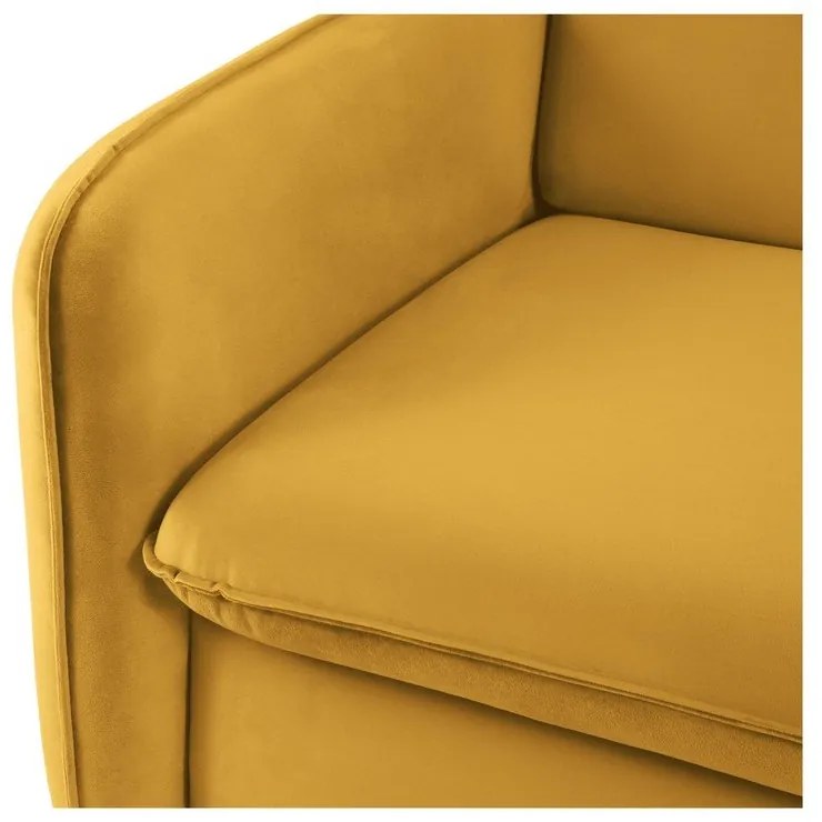 Mustársárga bársony kinyitható kanapé 214 cm Vienna – Cosmopolitan Design
