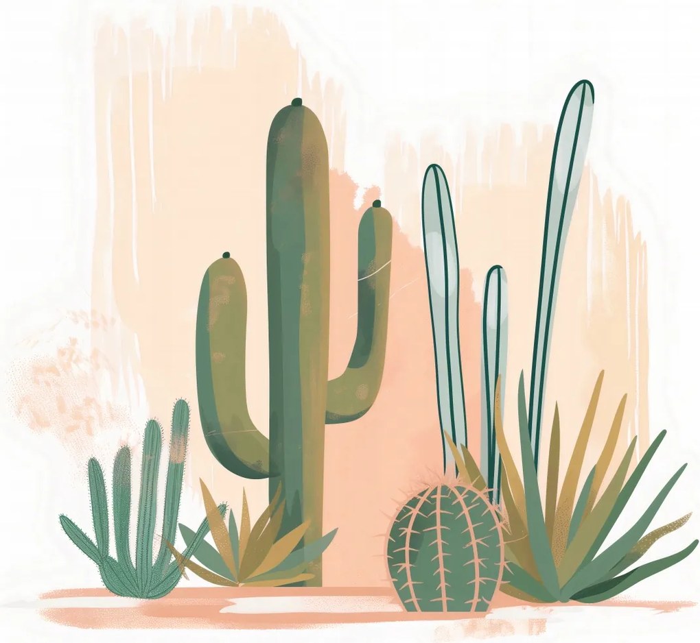 Poszter 60x50cm Kaktusz illusztráció