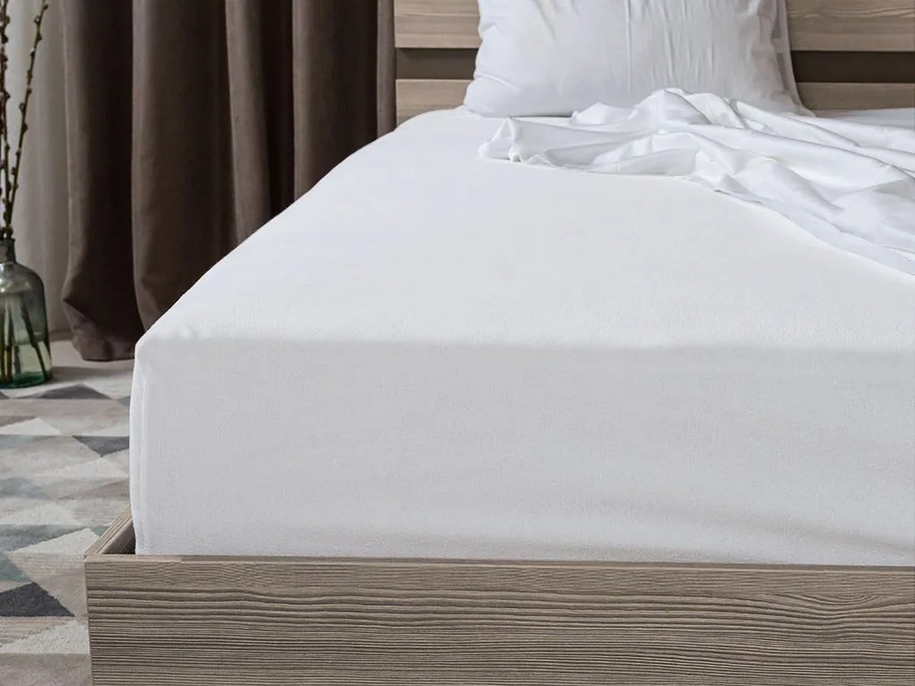 Jersey gumis lepedő lycrával fehér 90 x 200 cm