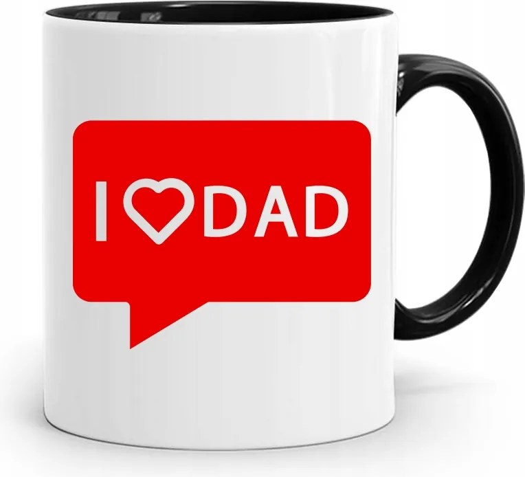Fekete Bögre Apák Napi Ajándék I Love Dad fényképes nyomtatással