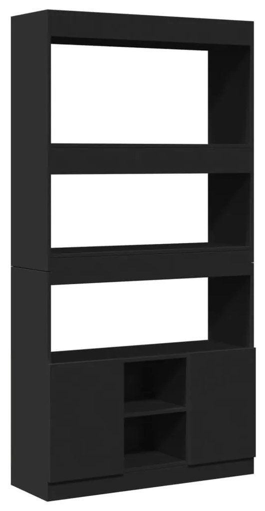 fekete szerelt fa magasszekrény 92 x 33 x 180 cm