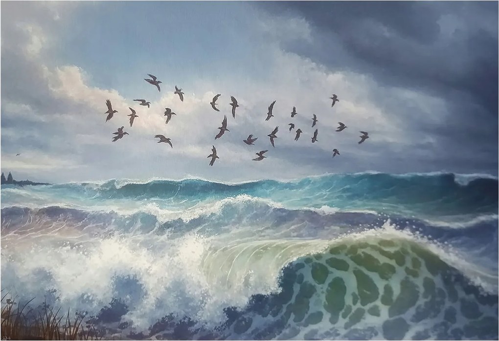 Dekoratív Fotótapéta Hálószobába Tengeri hullámok 152x104 Ragasztó