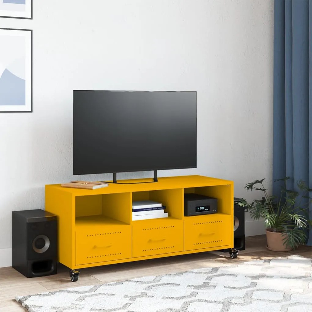 mustársárga acél TV-szekrény 100,5 x 39 x 43,5 cm