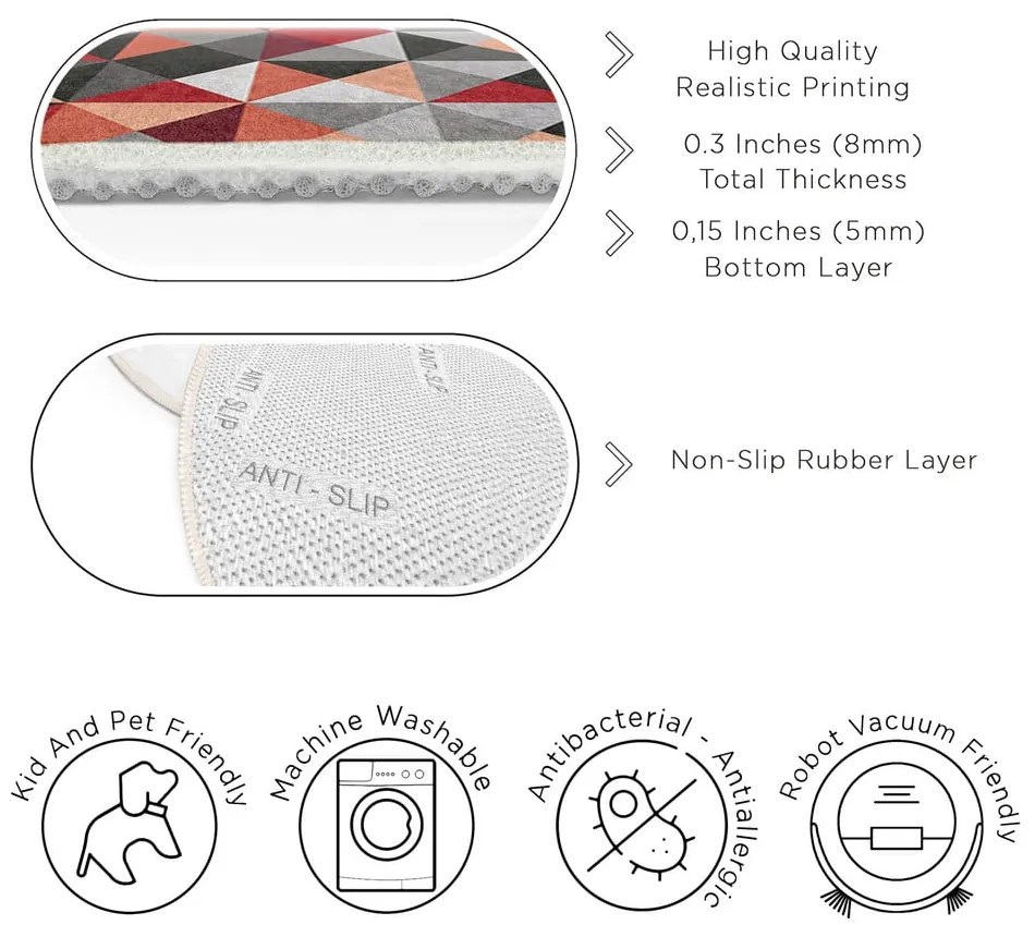 Piros-szürke mosható kerek szőnyeg ø 80 cm Ignite – Mila Home