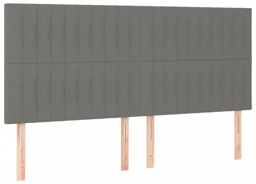 sötétszürke szövet LED-es fejtámla 200x5x118/128 cm
