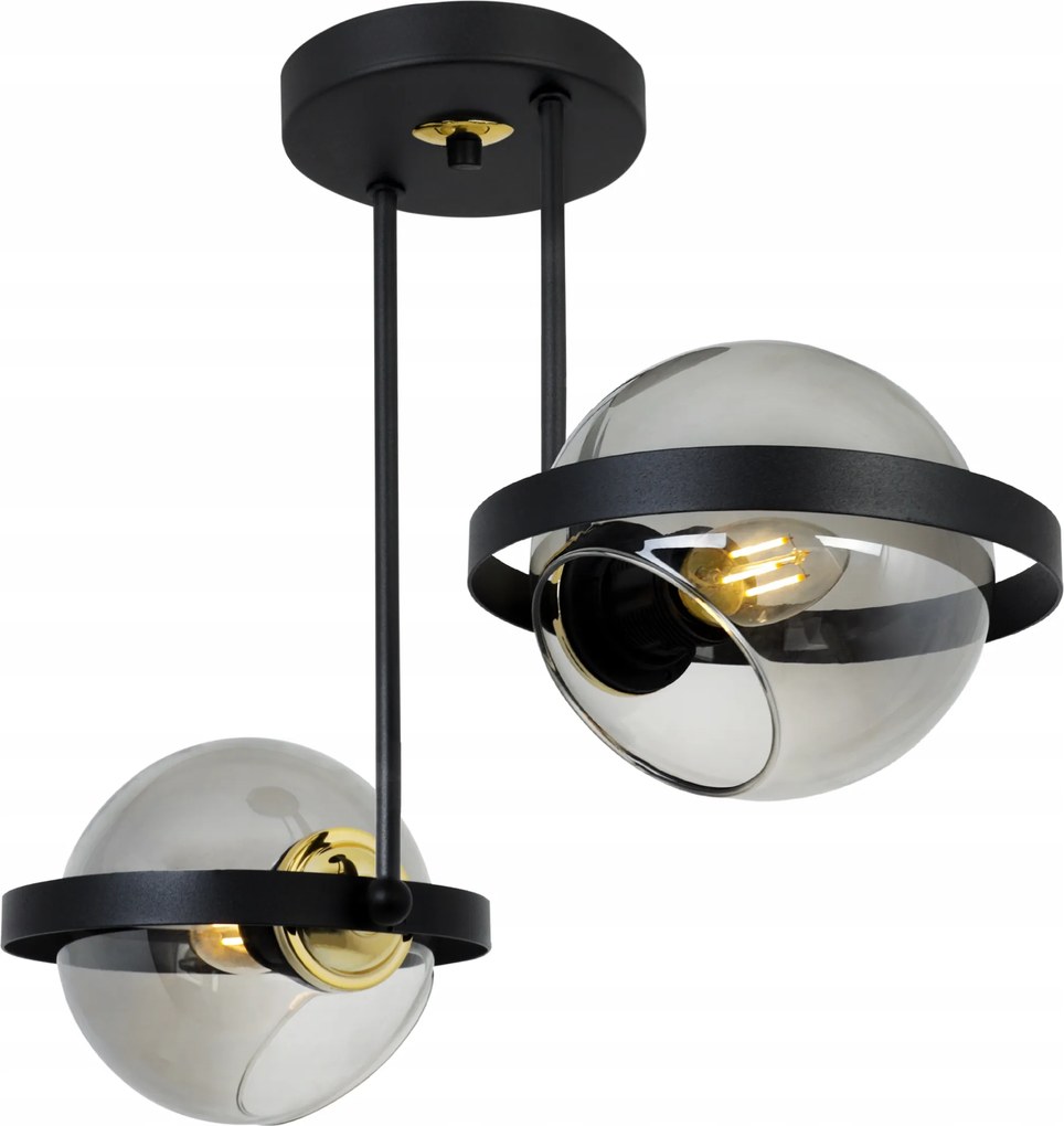 Mennyezeti Lámpa Lógó Csillár Üveg Grafit Loft Gyűrű Fekete Gyűrű