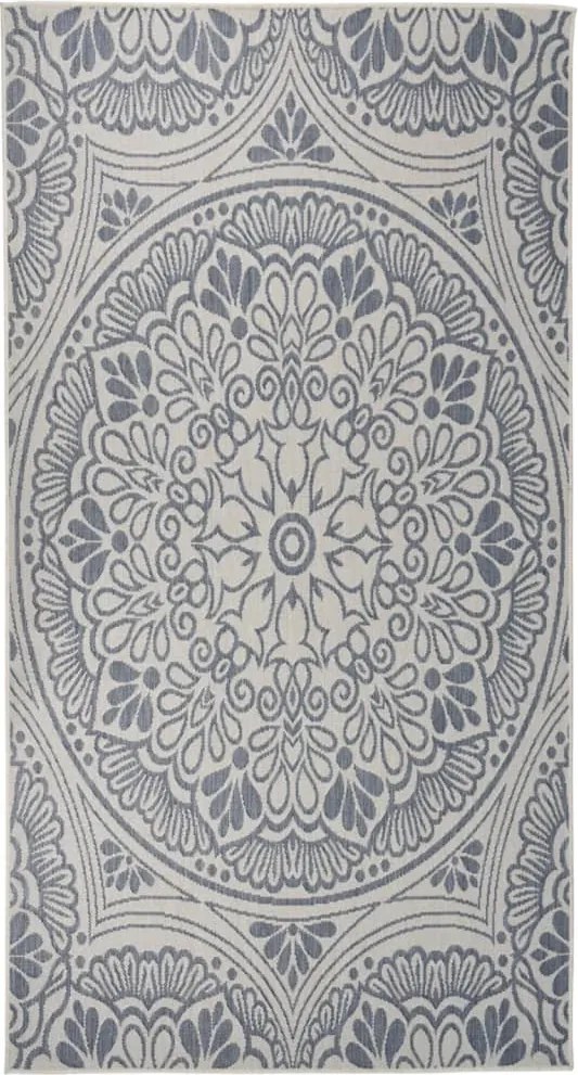 vidaXL kék mintás lapos szövésű kültéri szőnyeg 80 x 150 cm