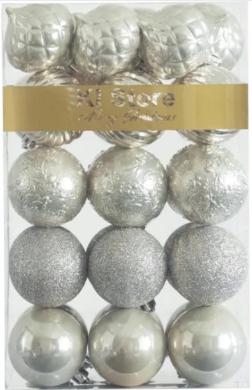 Törhetetlen Karácsonyfadísz Szett 34db 60mm-es Fényes és Matt Dekorációk