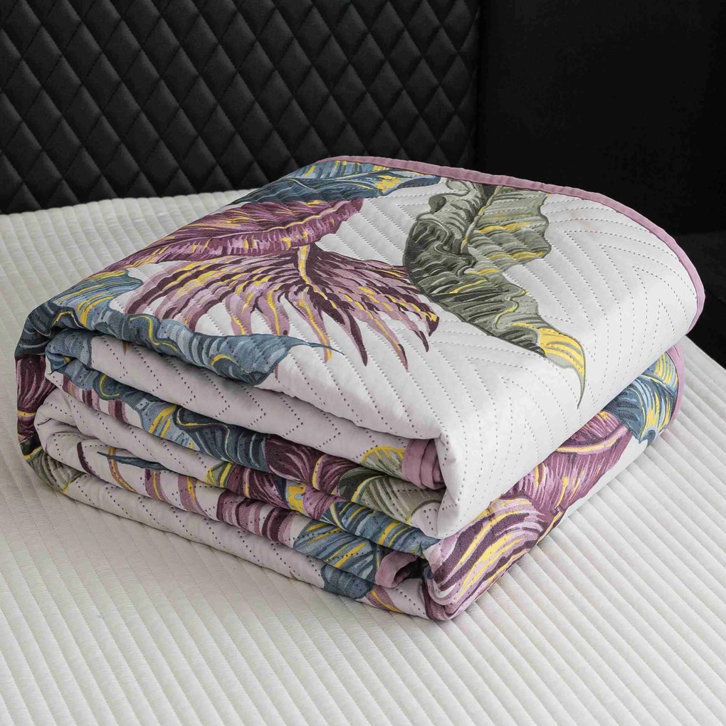 Ágytakaró TROPIC fehér / rózsaszín Méret: 220 x 240 cm