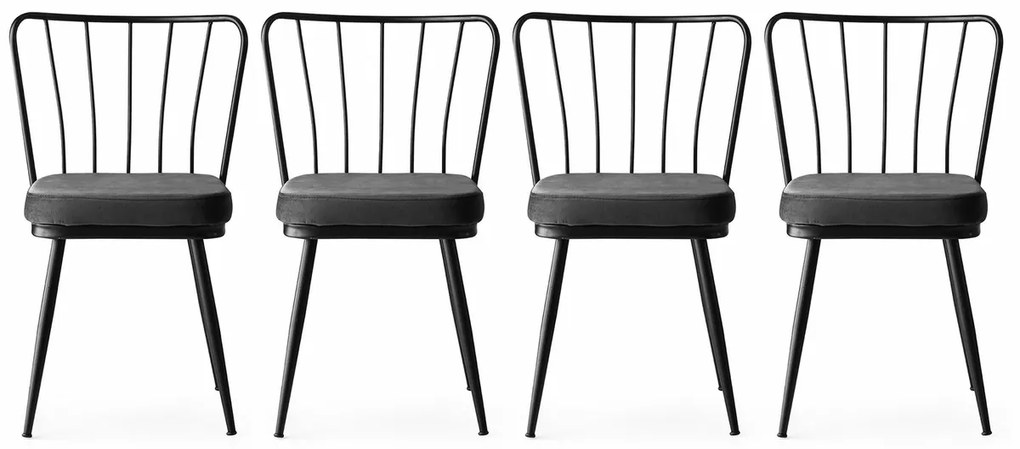 Yildiz Anthracite and Black étkezőszék szett, 4 db, 4 db