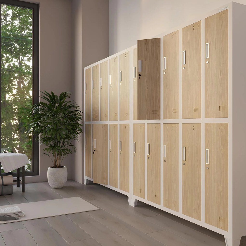 10 ajtós öltözőszekrény, fehér/sonoma tölgy, 1360x1720x450 mm: BARTEK Eco Design