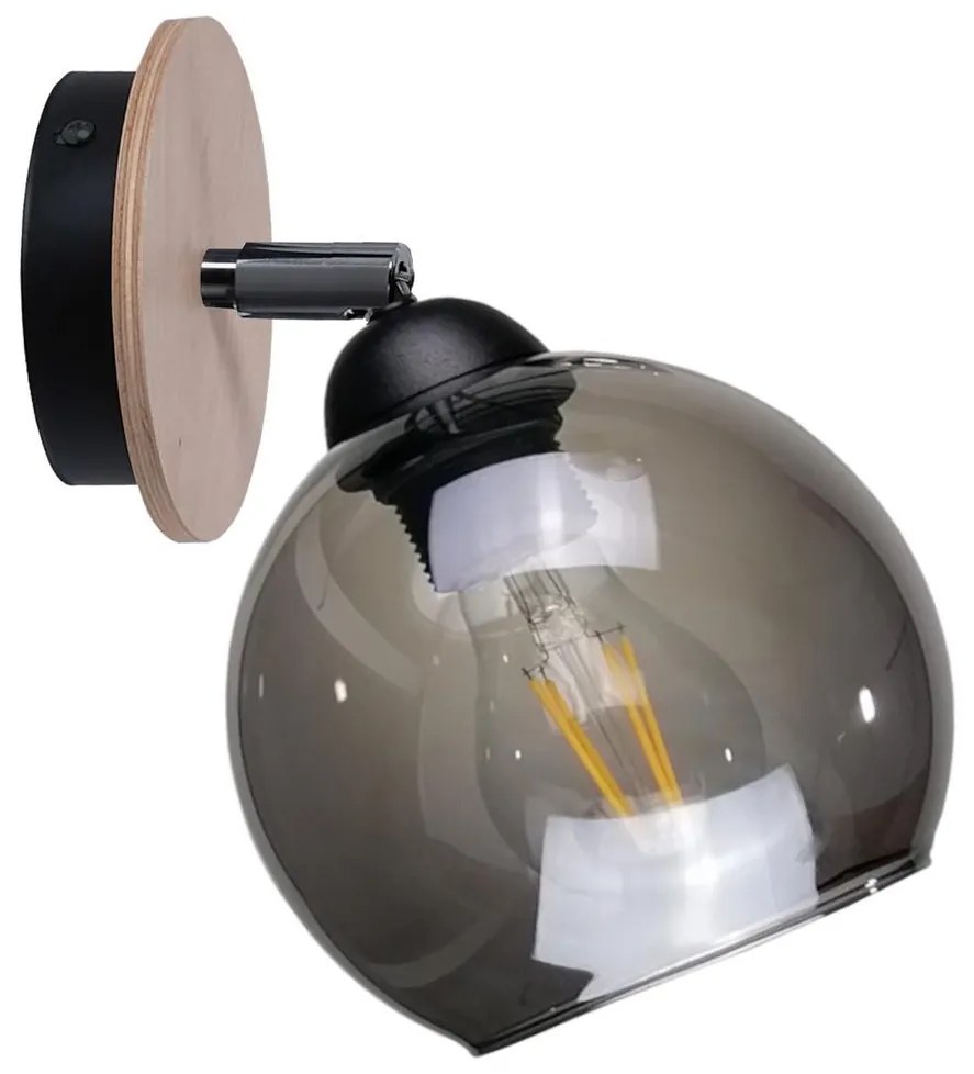 Fali spotlámpa UNO WOOD 1xE27/60W/230V fekete/barna