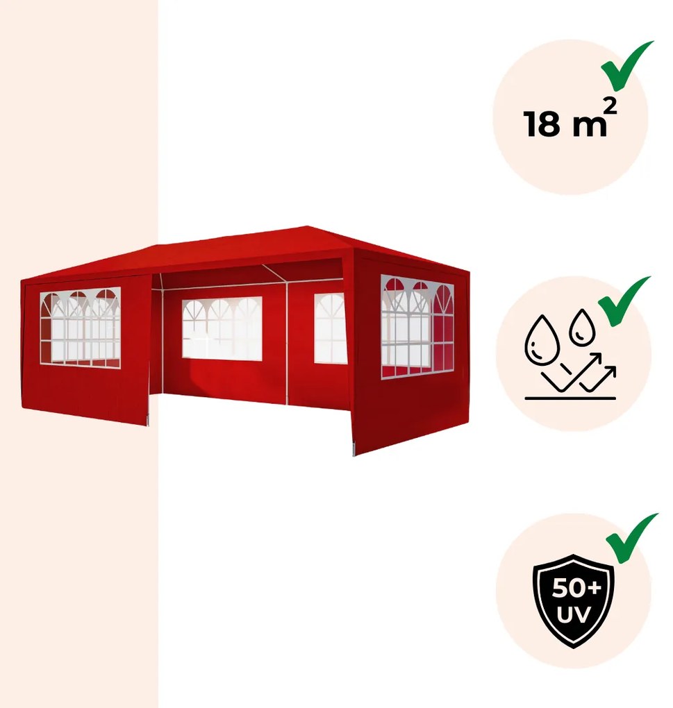 NEAPOL rendezvénysátor, 3x6m, piros Jurhan