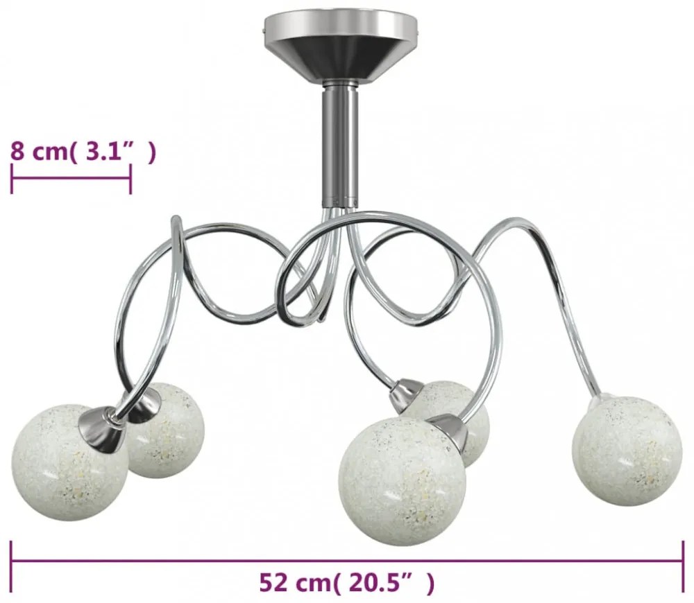 mennyezeti lámpa kerek üvegburákkal 5 db G9 LED-lámpához