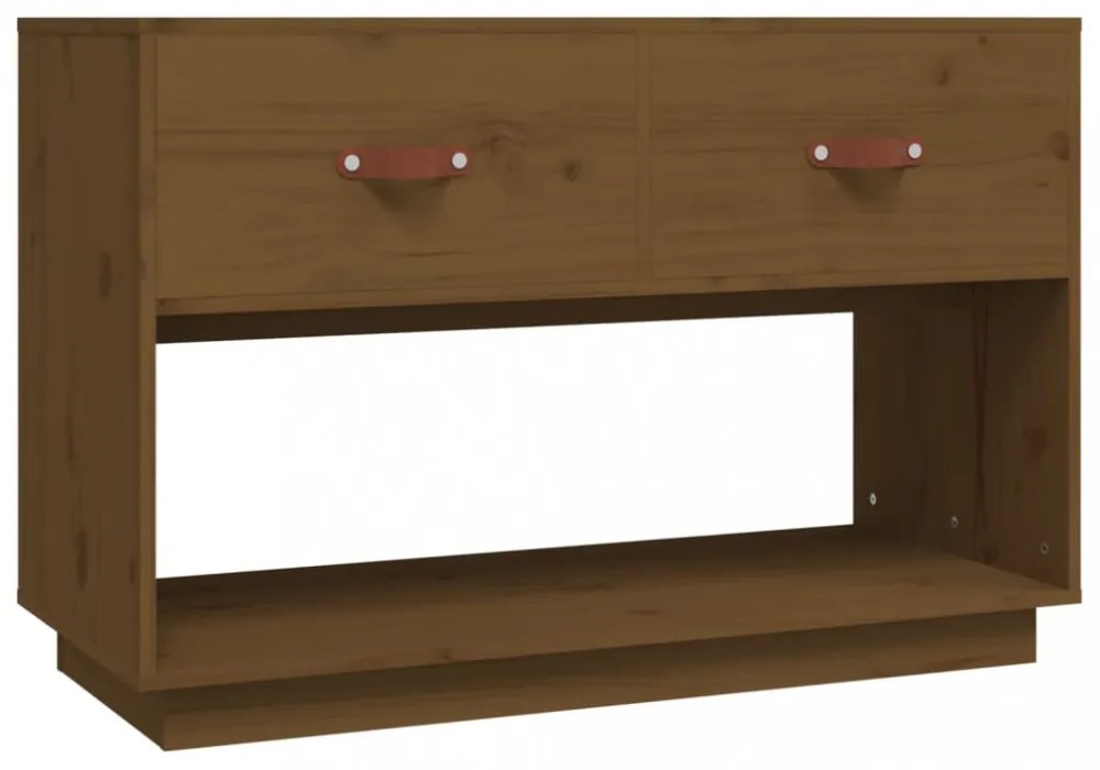 mézbarna tömör fenyőfa TV-szekrény 90x40x60 cm