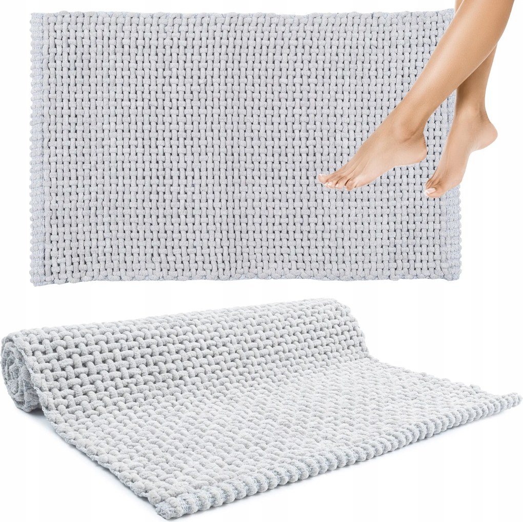 Fürdőszobaszőnyeg Puha Dekoratív Nedvszívó Pamut Szőnyeg 40x60cm Szürke