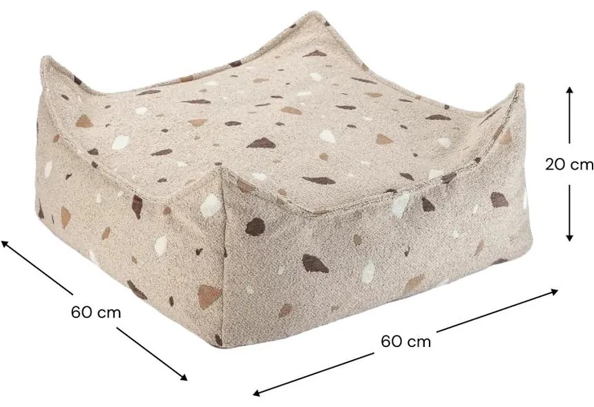 Világosbarna buklé-zsenília gyerek babzsákfotel Terrazzo Square – Wigiwama