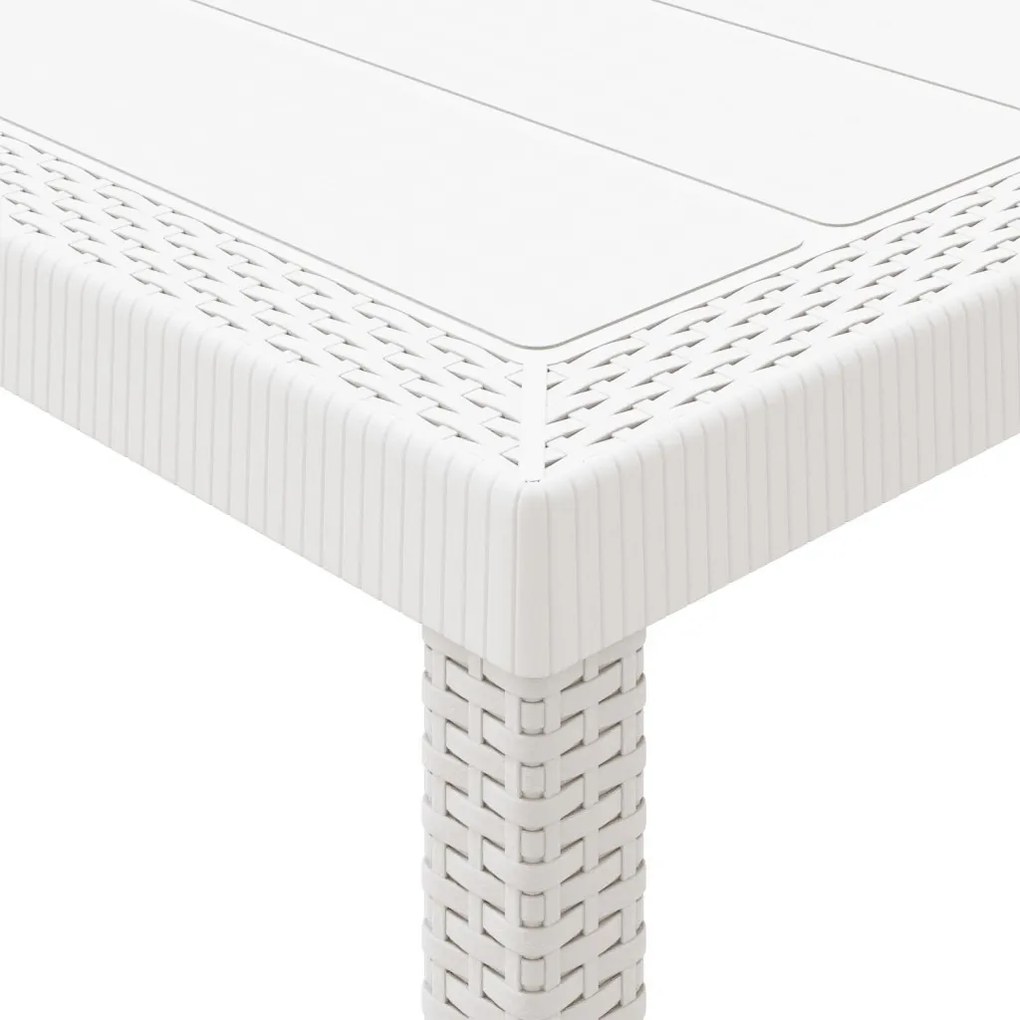 5 Részes Kerti Étkező Szett Párnákkal Fehér Poly Rattan