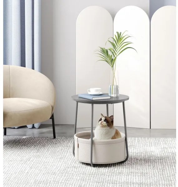 NOIRA oldalsó asztal, szürke/fehér