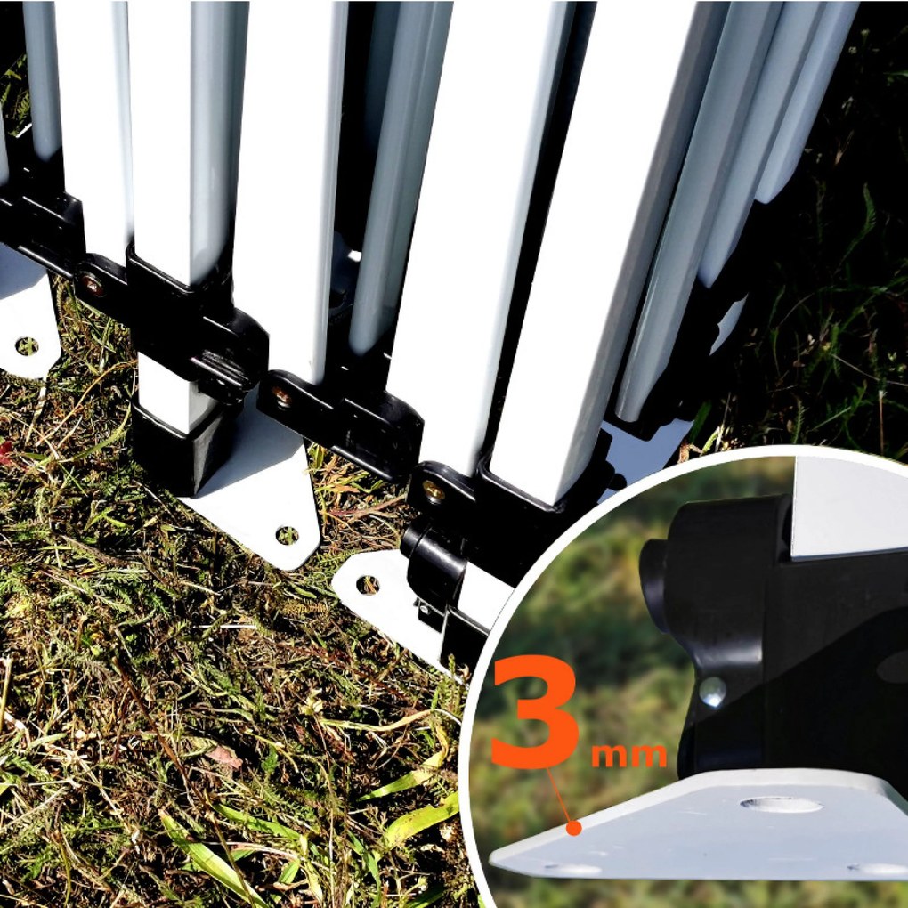 Párty sátor 3x6m Keresztvázas (3 fal) - Acél szerkezet és ponyva 330g/m² - plusz 3 oldalfal - Fehér