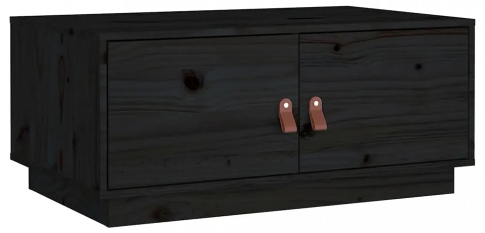 fekete tömör fenyőfa dohányzóasztal 80 x 50 x 35 cm