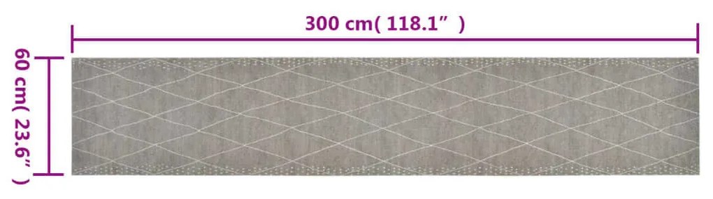 mosható rombuszmintás bársony konyhaszőnyeg 60x300 cm