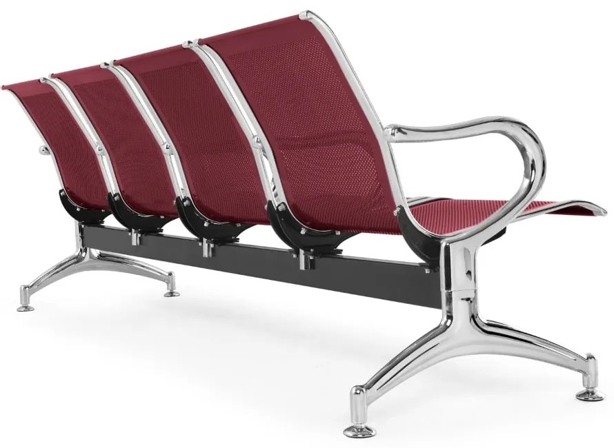 Fém pad a váróterembe REST, 4 ülés, piros