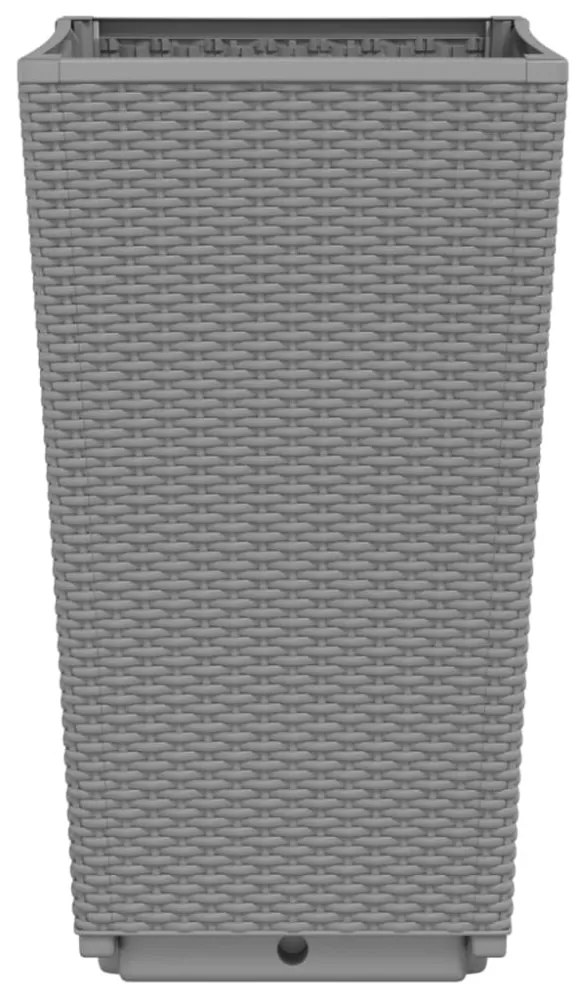 2 db világosszürke polipropilén kerti virágláda 32,5x32,5x57 cm
