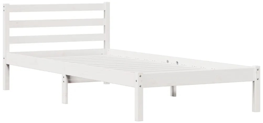 Ágykeret Fejtámlával Fehér 90x210 cm Tömör Fenyőfából
