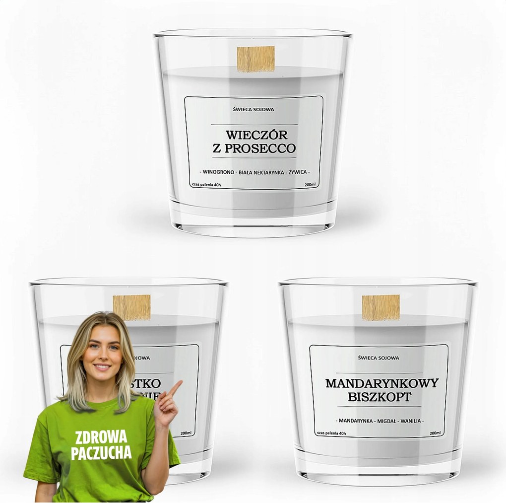 3 db-os szójagyertya illatos természetes relaxációs gyertya szett ajándék 200ml