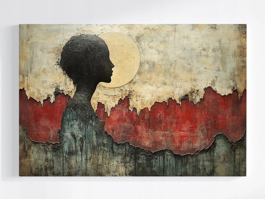 Poszter Absztrakt Grafika Figura Profil Hold 120x80