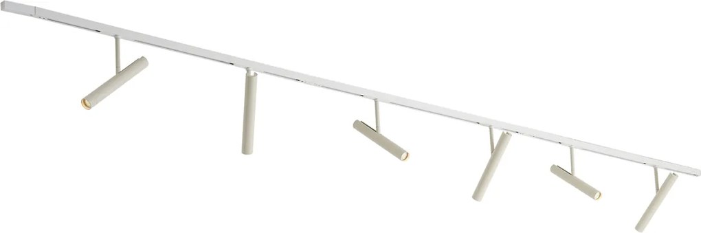 Modern sínrendszer fehér színben 6 bézs spotlámpával, 1 fázisú - Slimline Avery