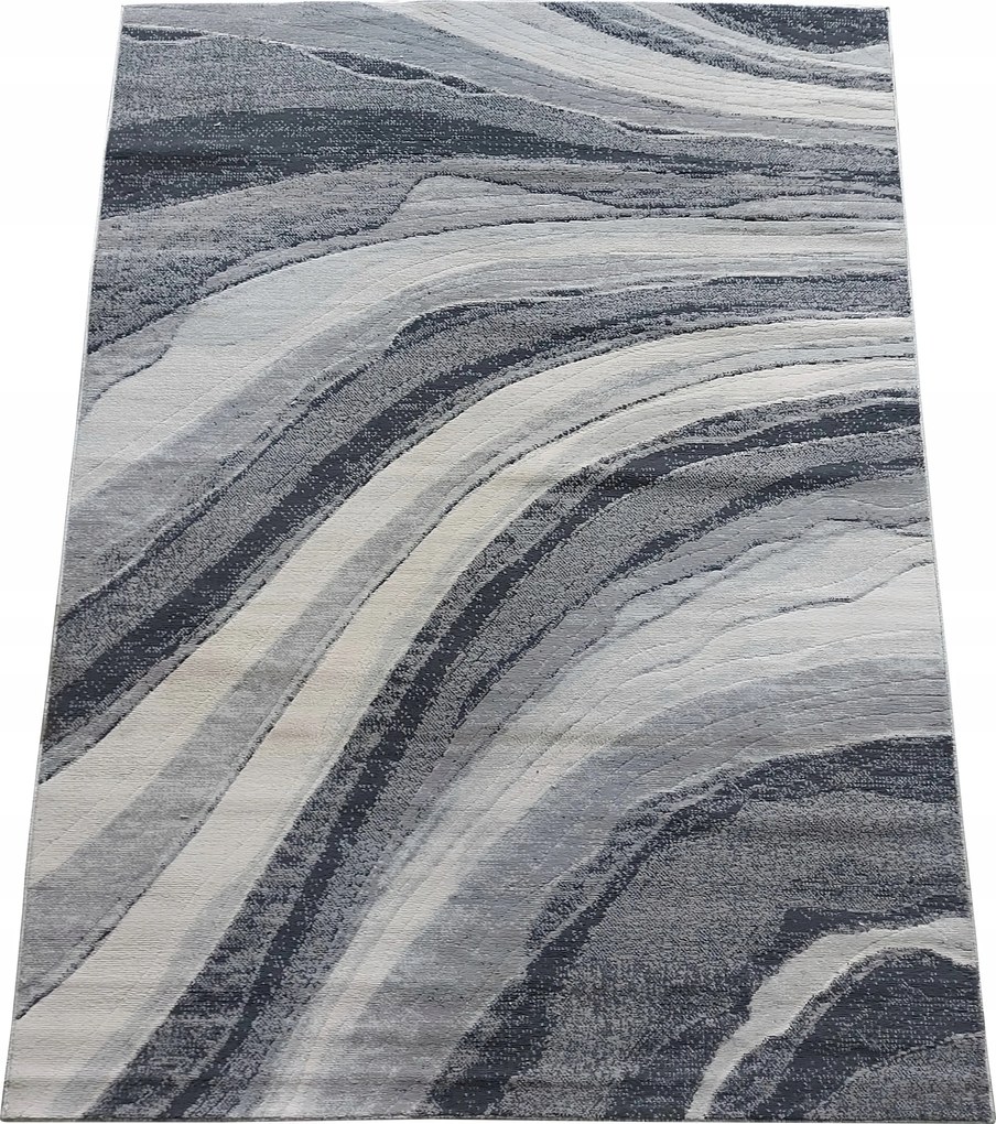 Plüss szőnyeg, szürke, mazsolák , hullámok 133x190 cm