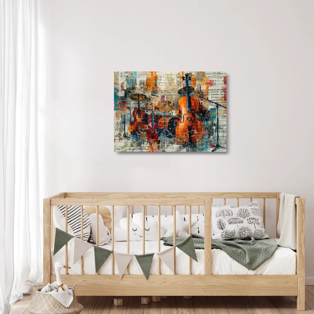 Üveg kép - Hangszerek (70x50 cm)