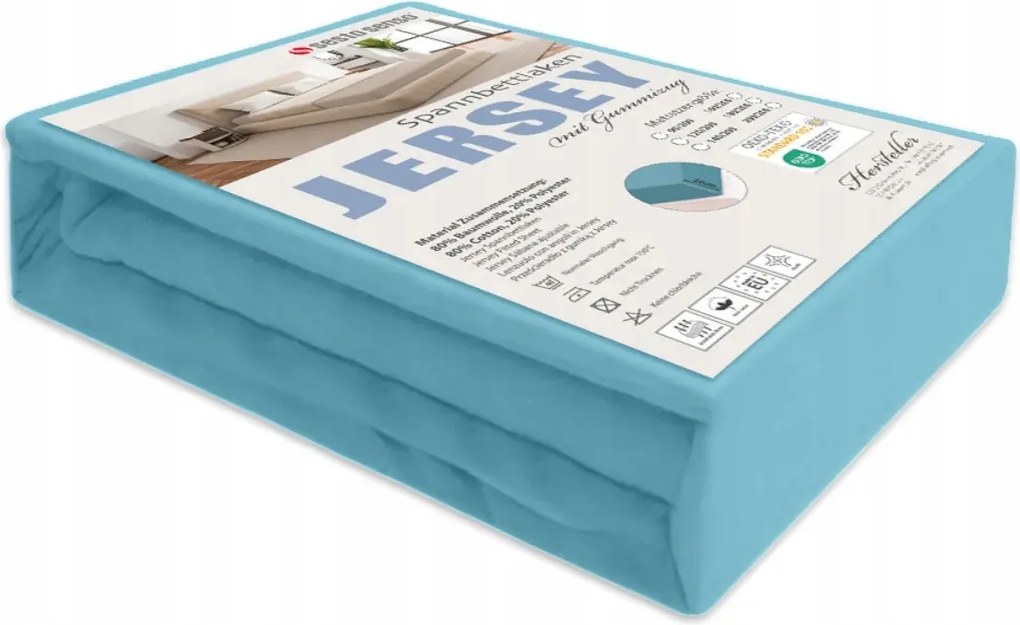 Jersey gumis lepedő, kék 200x200 cm