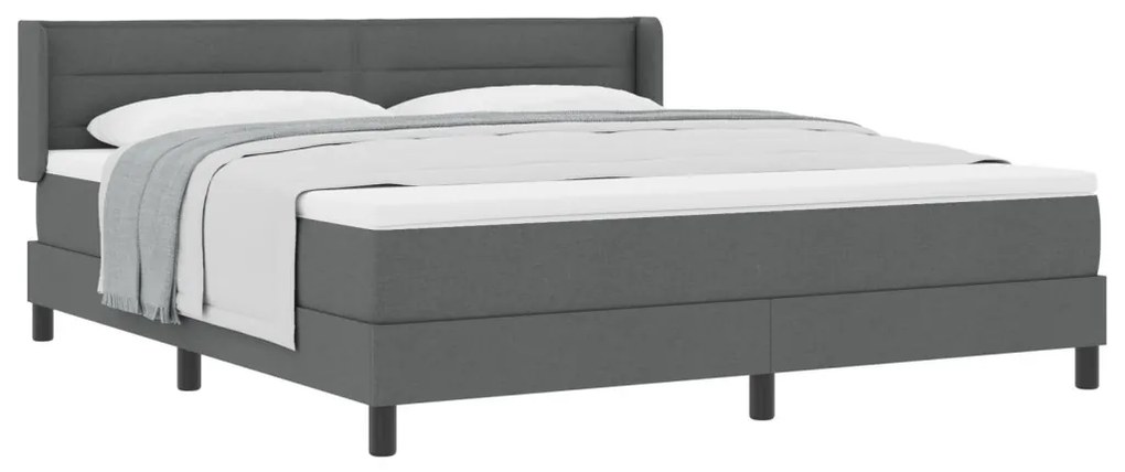 Boxspring ágy matraccal, sötétszürke, 180 x 200 cm, szövet.
