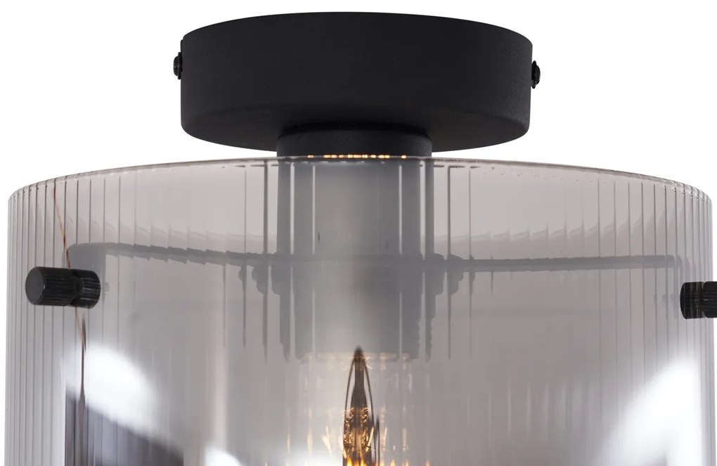 Art Deco mennyezeti lámpa fekete füstüveggel - Laura