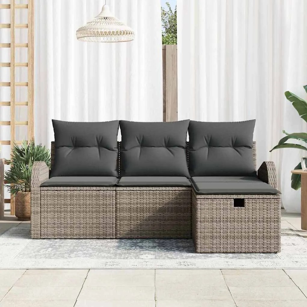 Kerti Kanapé Szett 4 pcs Szürke 179 x 117 x 85 cm Poli rattan