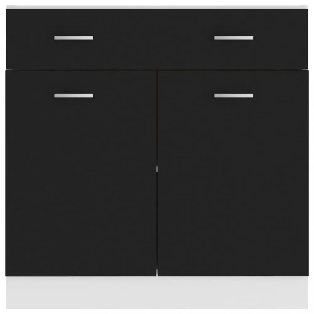 “Lyon” fekete szerelt fa fiókos alsószekrény 80 x 46 x 81,5 cm