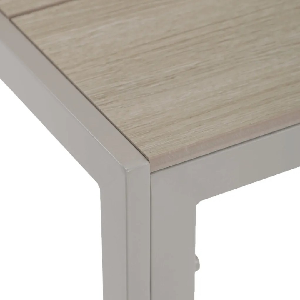 Kerti asztal 150x89 cm, fém, polywood, bézs, CRM