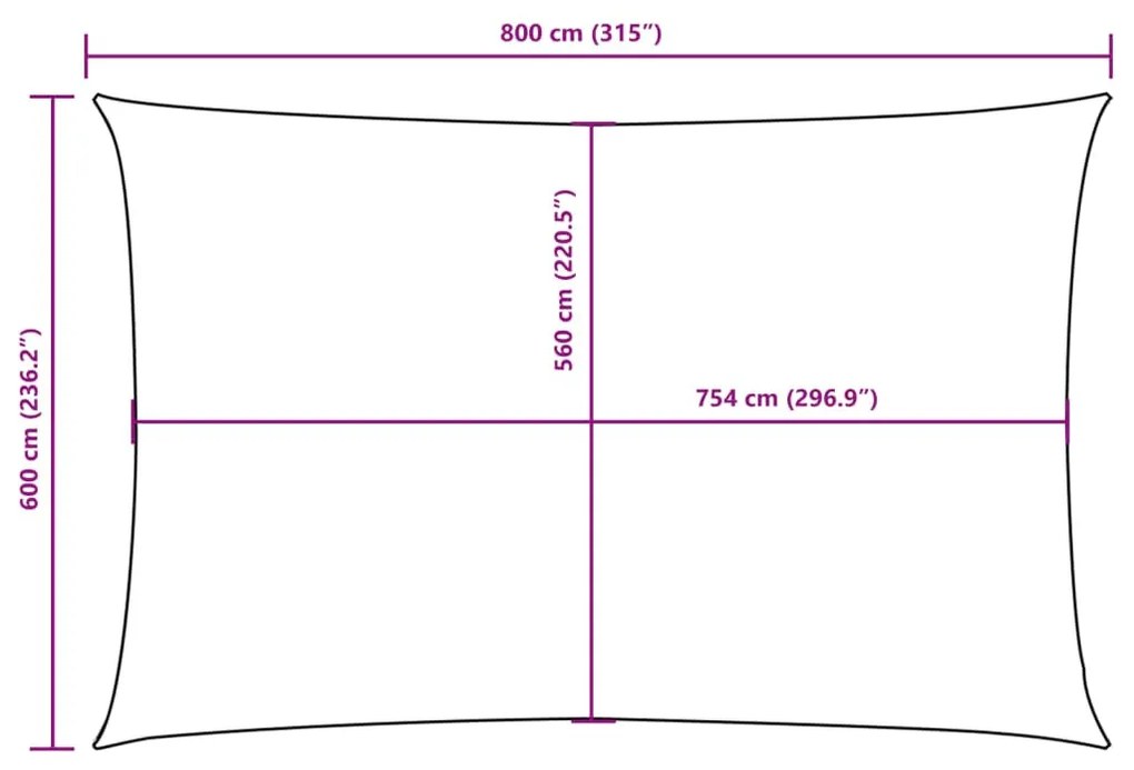 barna téglalap alakú oxford szövet napvitorla 6 x 8 m