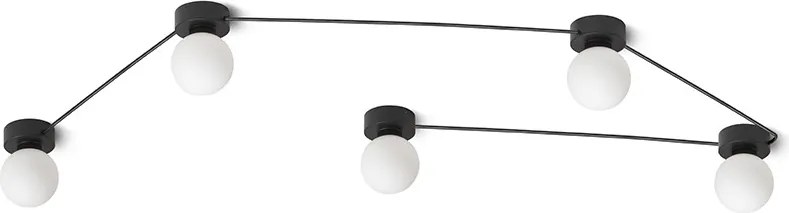 RENDL VELA V mennyezeti lámpa fekete opálüveg 230V LED G9 5x6W