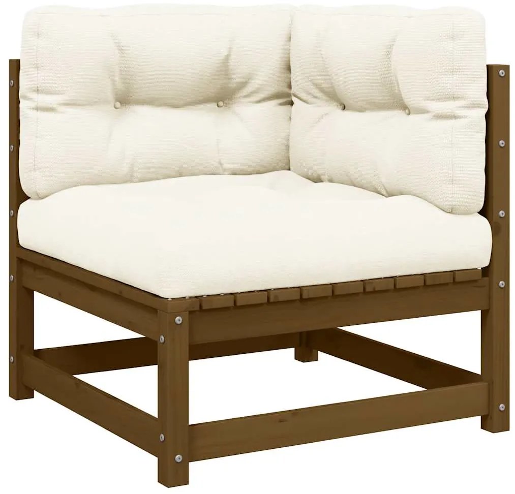 vidaXL tömör fenyőfa kerti sarokkanapé szürke párnákkal