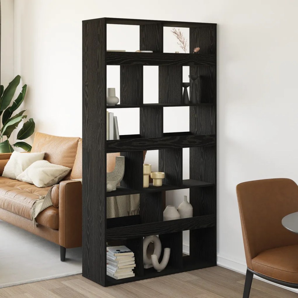 Szobaelválasztó 2 db Fekete tölgy 100x33x187,5 cm Műgyanta