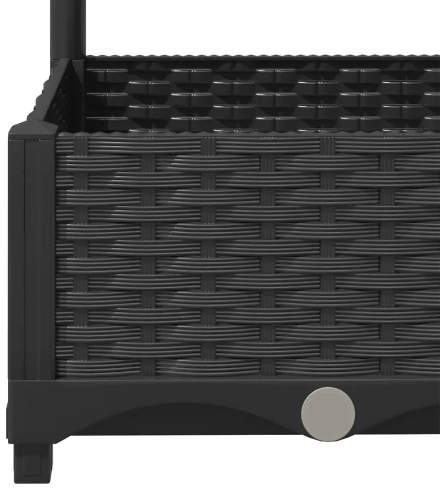 fekete kerti virágláda ráccsal 80x40x121,5 cm PP