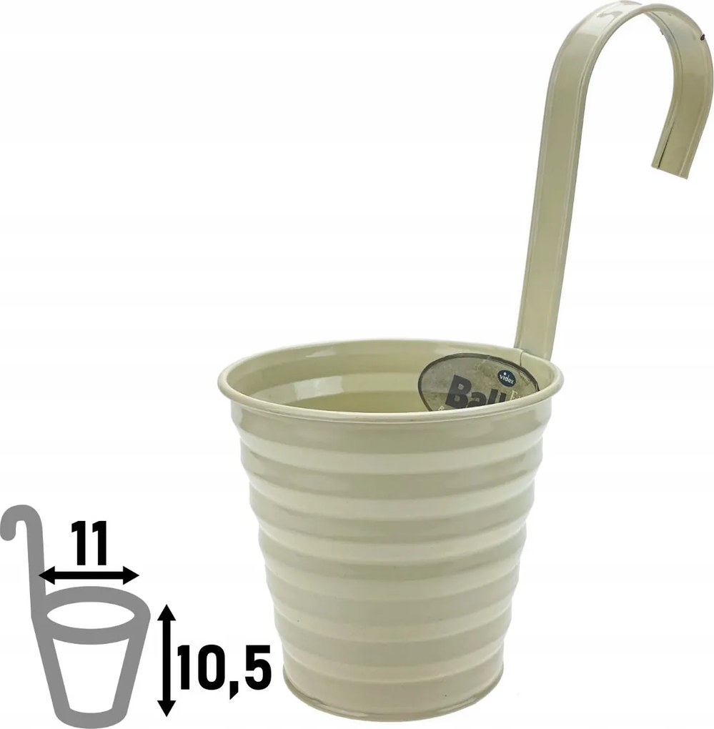 Wave függesztett kaspó erkélyre, 10,5 x ⌀11 cm világos homok