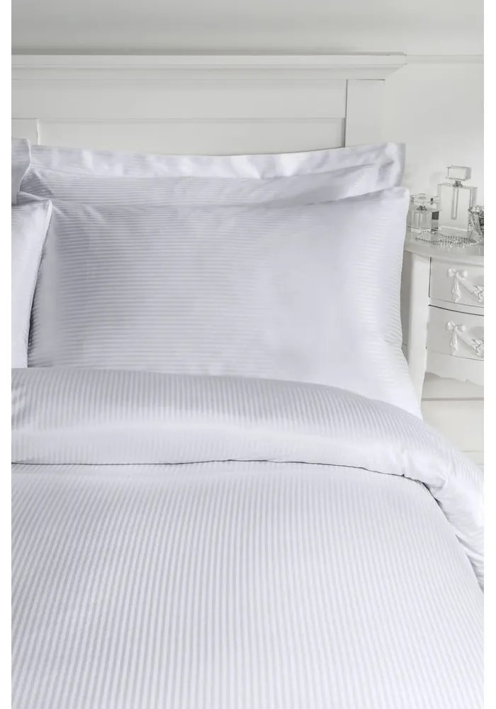 Szürke kétszemélyes ágyneműhuzat 200x200 cm Satin Stripe - Catherine Lansfield