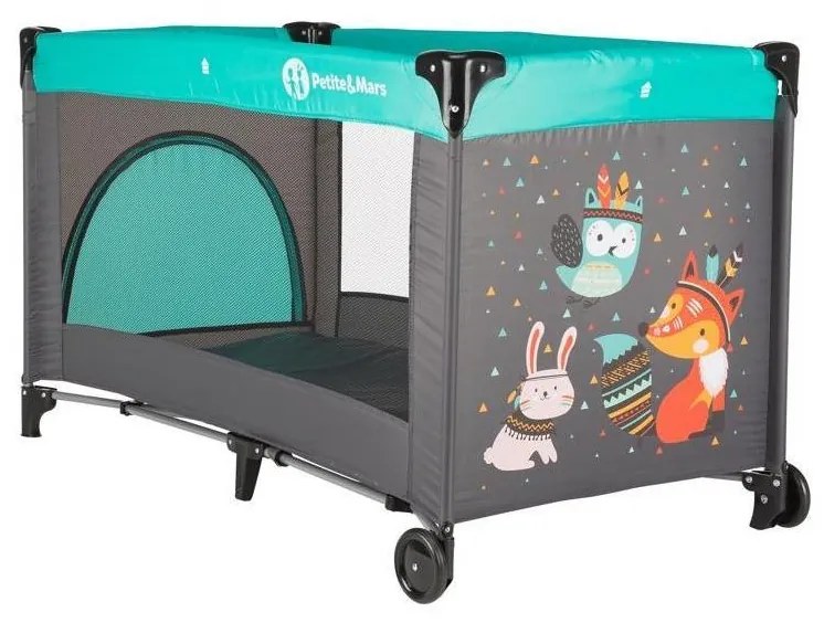 PETITE&MARS - Utazó kiságy KOOT-FOX türkiz