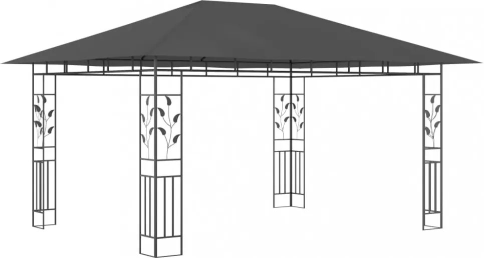antracitszürke pavilon szúnyoghálóval 4 x 3 x 2,73 m 180 g/m²